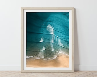 Aerial Beach Photography Print: Coastal Ocean Waves (Digital Download)