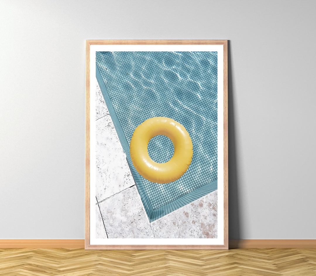 Swimming Pool Wall Art, Pool Print, Digital Download, Yellow Bathing