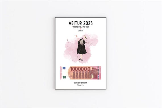 Geldgeschenk bestandener Bachelor oder Abitur - Personalisiertes Poster als PDF - Geld schenken zum Schulabschluss