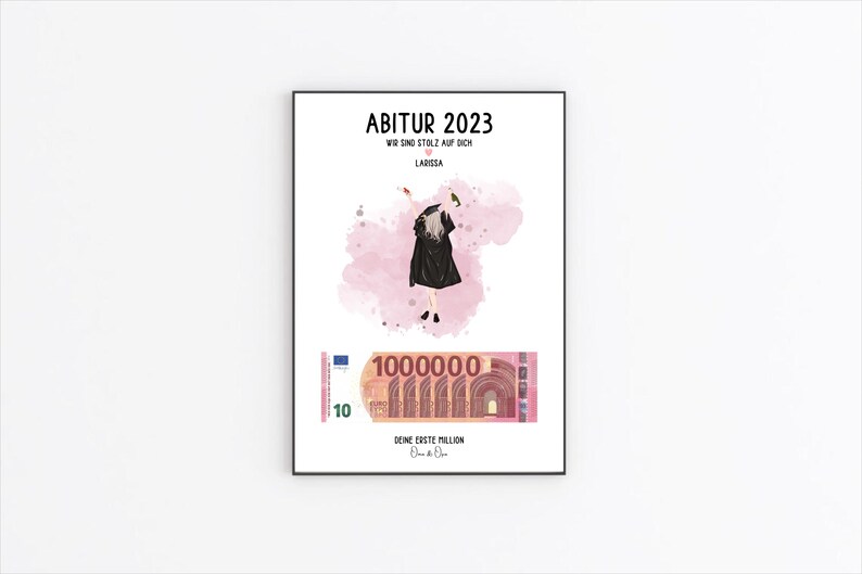 Geldgeschenk bestandener Bachelor oder Abitur - Personalisiertes Poster als PDF - Geld schenken zum Schulabschluss image 1