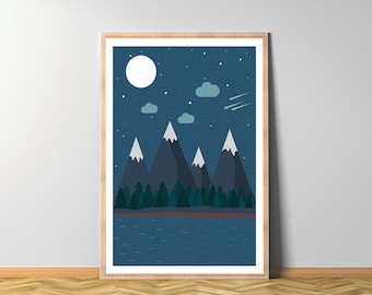 Nature Camping Wall Art, Forest Nursery Print, Adventure Nursery Printable, Baby Room Wall Art, toddler Wall Art, child Bedroom, Download