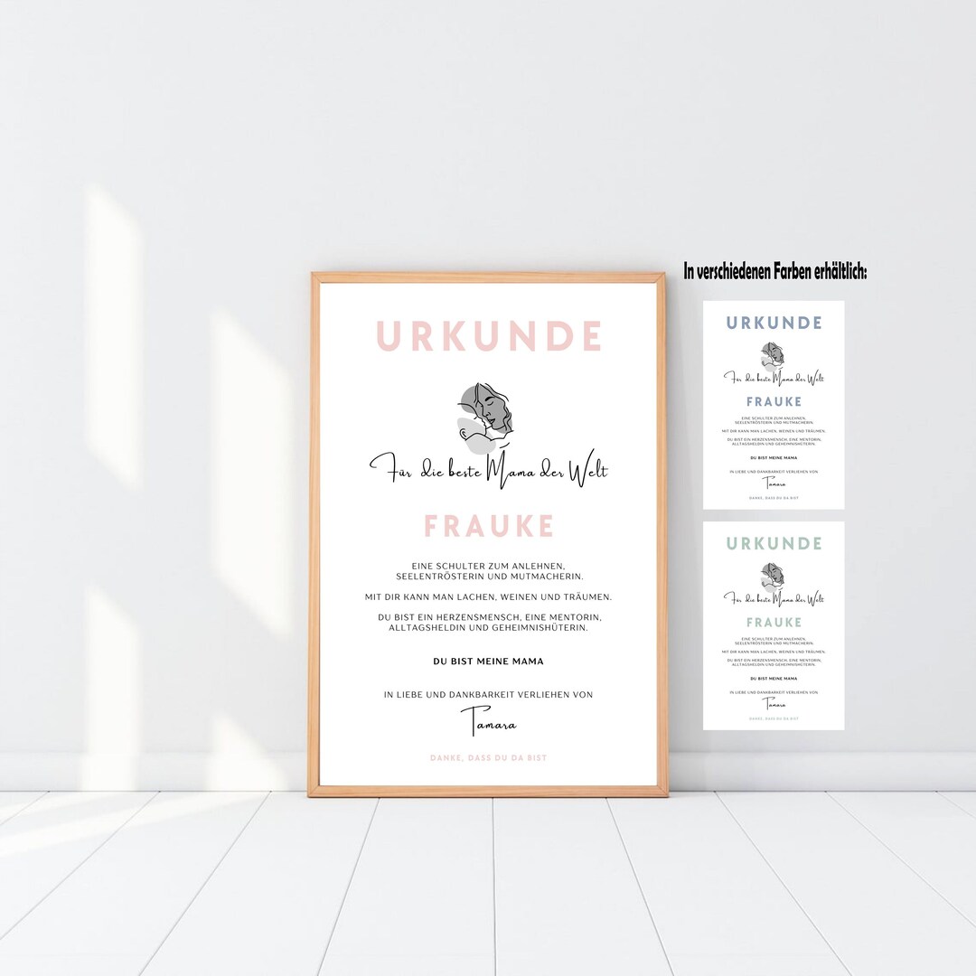 Personalisiertes Muttertags-Geschenk – Druck Mit Händen Von Mama & Kind, Herzen-Motiv, Ungerahmt Personalisiertes Muttertags-Geschenk – Druck Mit Händen Von Mama & Kind, Herzen-Motiv, Ungerahmt
