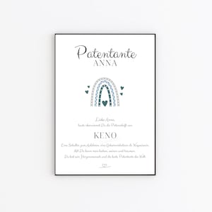 Patenurkunde Regenbogen Geschenk personalisiert, Patenonkel Patentante, Urkunde, Taufe Geschenk, Patenbrief DIN A4, Download zum Ausdrucken bild 6
