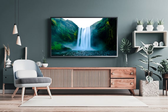 Island Wasserfall Samsung Frame TV Art, Natur Fotografie TV Kunst, Skogafoss Poster, Landschaftsbild Modern, Digitaler Download, 16:9 Format