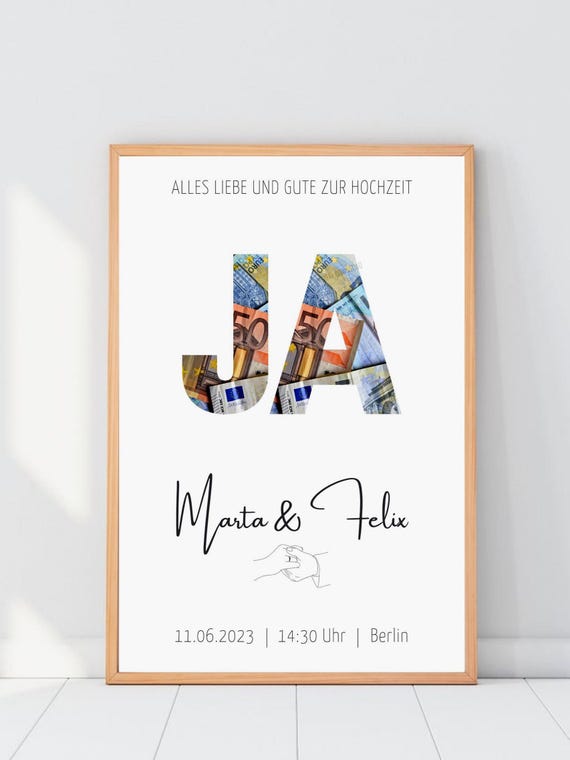 Personalisiertes Geldgeschenk zur Hochzeit, Geld kreativ an das Hochzeitspaar verschenken für einen Bilderrahmen (Digitale Datei)