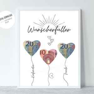 Nahaufnahme der filigranen Ballonschnüre, die mit dem Namen des Kindes und dem Anlass „Konfirmation“ personalisiert sind.