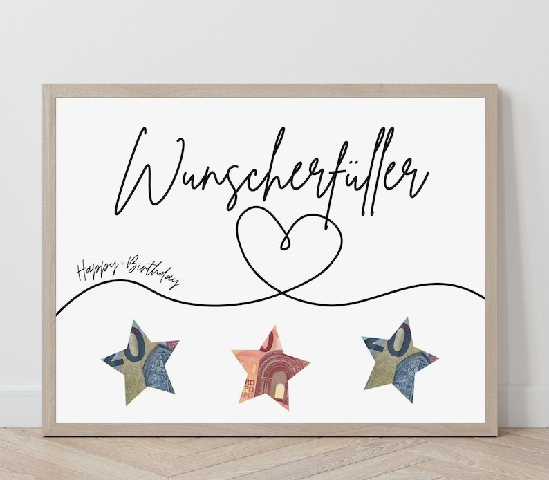 Wunscherfüller Geburtstagsgeschenk Poster, Vorlage um Geld zu verschenken, Geburtstagskarte (Digital Download PDF) image 6