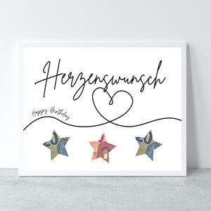 Geldgeschenk zum Geburtstag, Herzenswunsch Geburtstagskarte, Wunscherfüller Geld verpacken, Geburtstaggeschenk Vorlage zum Ausdrucken image 8