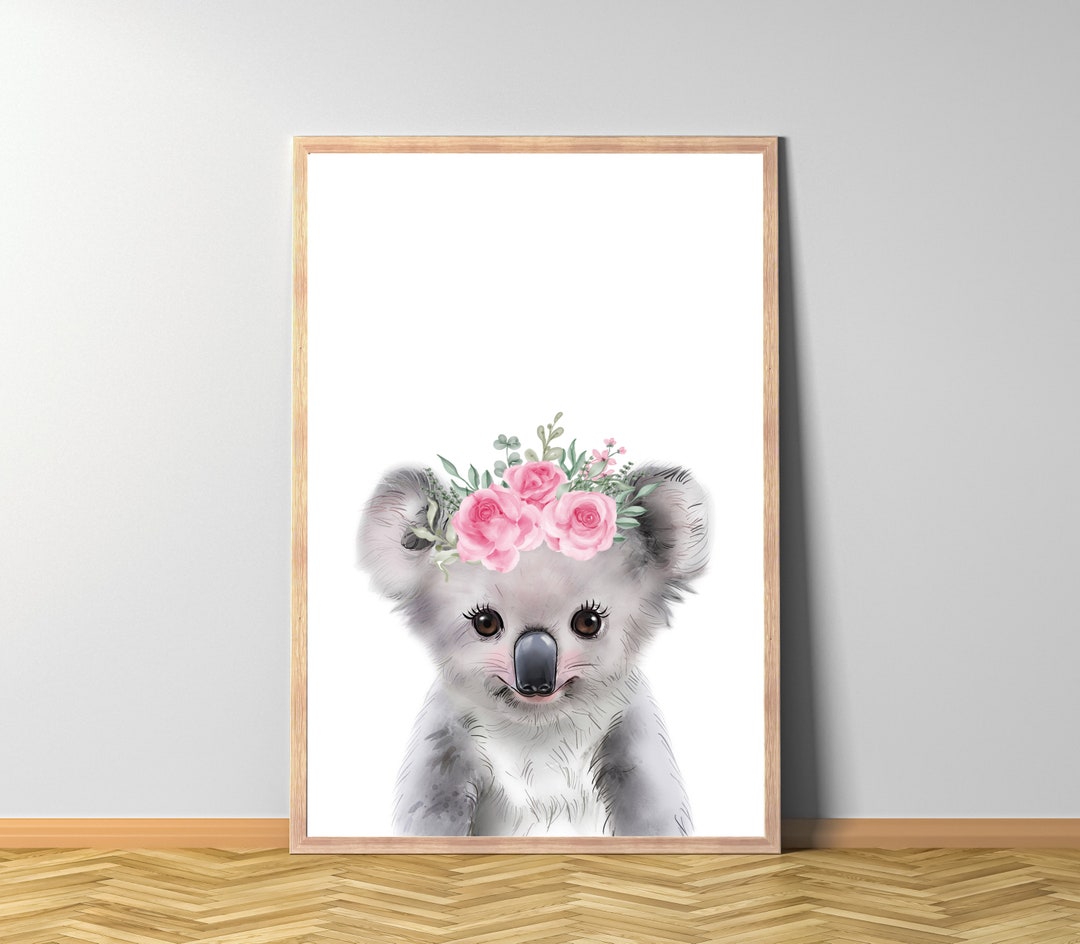 Koala Blumenkrone Poster, Koala Blume, Tier Mit Blumenkranz, Tierbaby ...