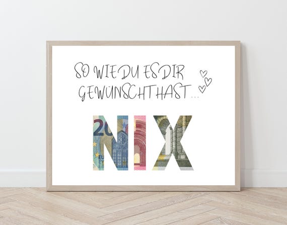 Du Wolltest Doch Nichts Geldgeschenk Poster, DIN A4, Nix Geschenkvorlage , Geldschein Geschenk zum Ausdrucken