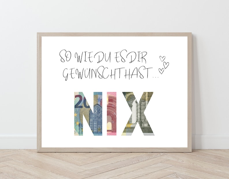 Du Wolltest Doch Nichts Geldgeschenk Poster, DIN A4, Nix Geschenkvorlage , Geldschein Geschenk zum Ausdrucken image 1