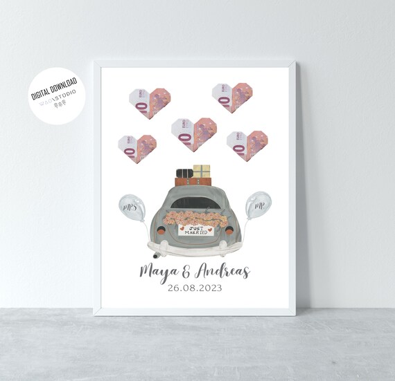 Geldgeschenk Hochzeit Vorlage zum Ausdrucken, Hochzeitsgeschenk Geld originell, DIY Hochzeitskarte, Hochzeitskasse, Digitaler Download