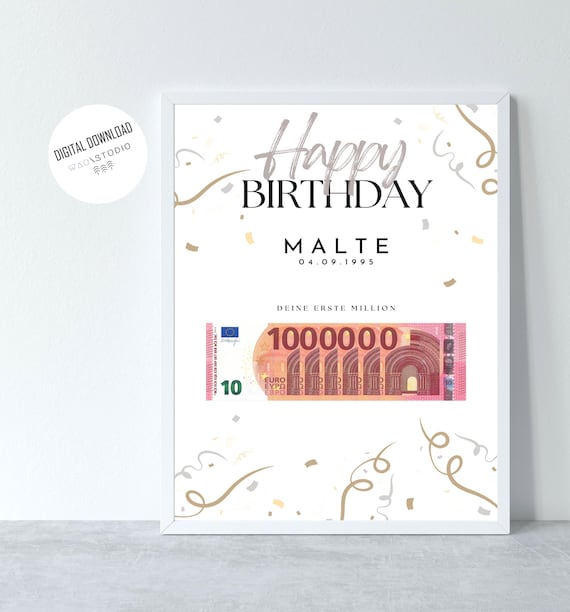 Personalized "First Million" Money Gift Printable - Funny Birthday Gift (PDF)