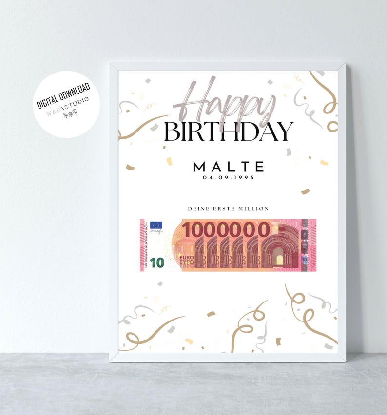 Personalized "First Million" Money Gift Printable - Funny Birthday Gift (PDF) image 1