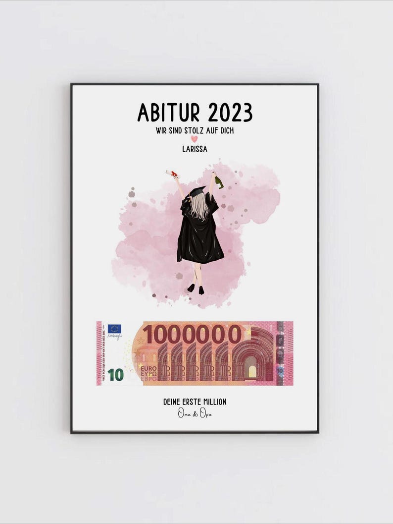 Geldgeschenk bestandener Bachelor oder Abitur - Personalisiertes Poster als PDF - Geld schenken zum Schulabschluss image 5