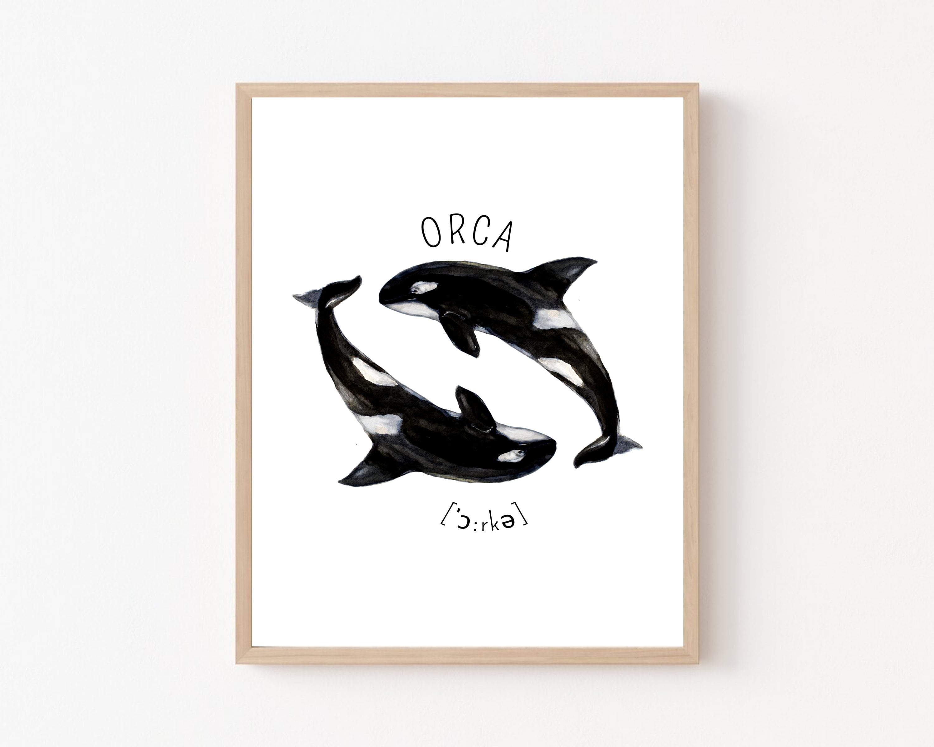 Orca Poster, Digitaler Download, Kinderzimmer Wal, Wal Bild, Killerwal Druck, Schwertwal Wand Kunst zum Ausdrucken, Meerestier, Wanddeko