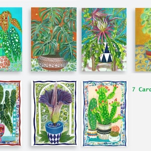Tarjeta de felicitación / sobre A6: individual o conjunto completo, cactus de espina de pescado / planta de queso / flor de cadáver / planta de dinero / Begonia / Trío de cactus / oreja de elefante