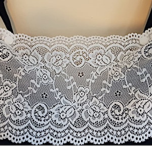 Modesty Panel Quality Stretch Lace Fabric Pure White. Small Medium Large