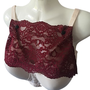 Modesty Panel Quality Stretch Lace Fabric BURGUNDY WINE. Small Medium Large X Large image 1