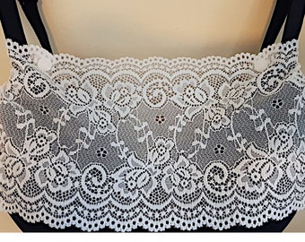 Modesty Panel Quality Stretch Lace Fabric Pure White. Small Medium Large