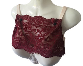 Modesty Panel Quality Stretch Lace Fabric BURGUNDY WINE. Small Medium Large X- Large