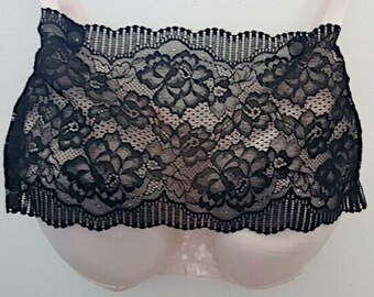 Black Modesty Panel Quality Stretch Lace Fabric. Small Medium Large