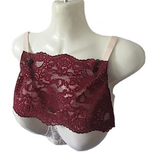 Modesty Panel Quality Stretch Lace Fabric BURGUNDY WINE. Small Medium Large X Large image 2