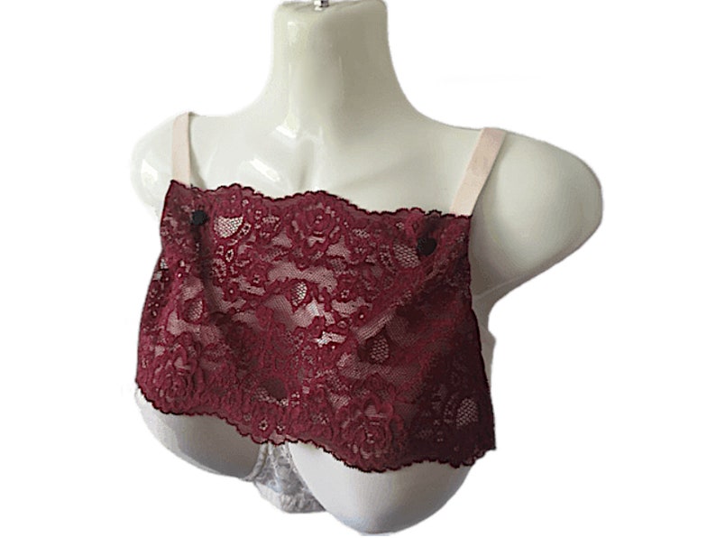 Modesty Panel Quality Stretch Lace Fabric BURGUNDY WINE. Small Medium Large X Large image 2