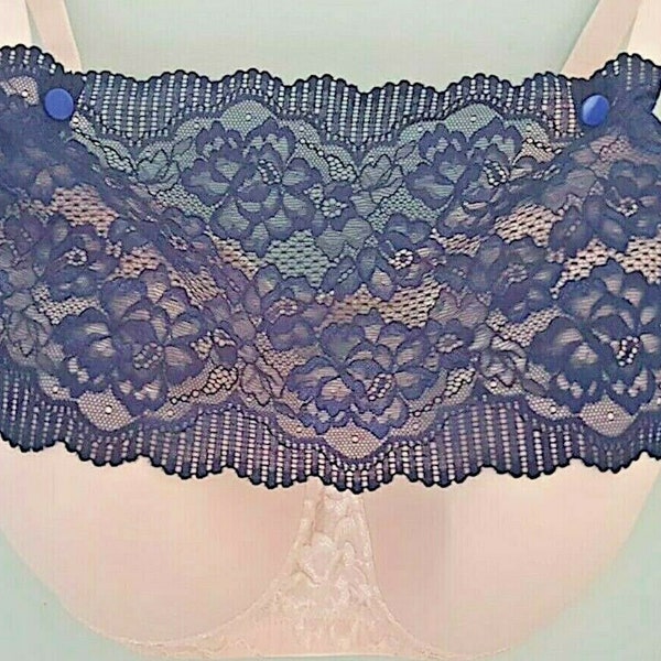 Modesty Panel Quality Stretch Lace Fabric Navy Blue. Small Medium Large XL