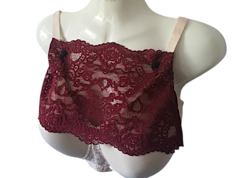 Modesty Panel Quality Stretch Lace Fabric BURGUNDY WINE. Small Medium Large X Large image 1