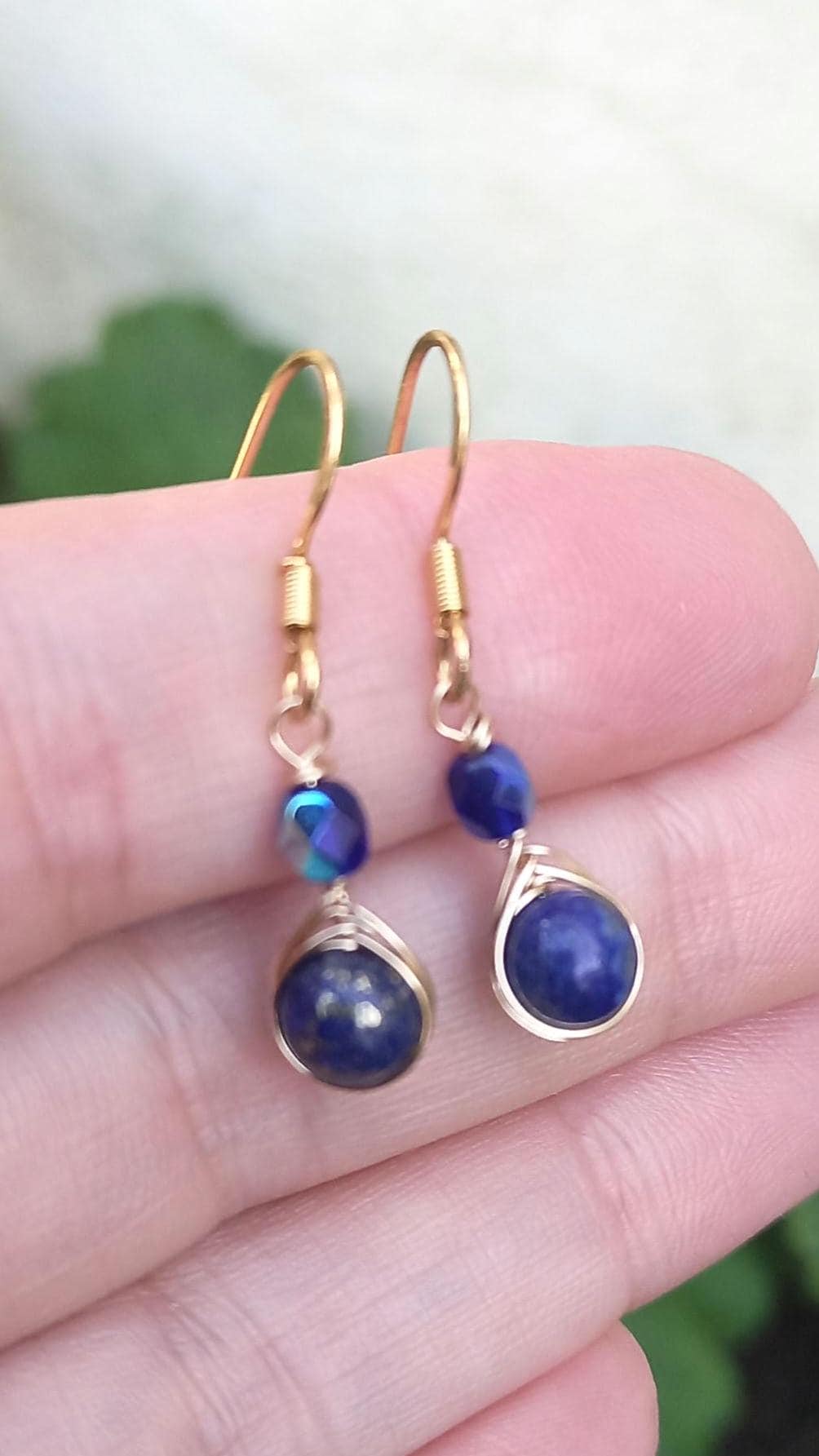 Orecchini A Goccia Con Perle Di Vetro Blu Viola E Cristalli – Rodiati – Lunghezza 40 Mm – Eleganti - 5