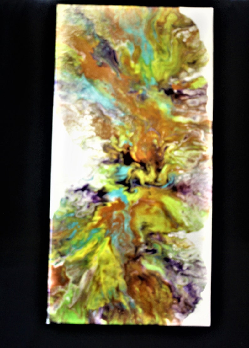Original Abstract Acrylic Dutch Pour Art 20X10 Colorful Etsy