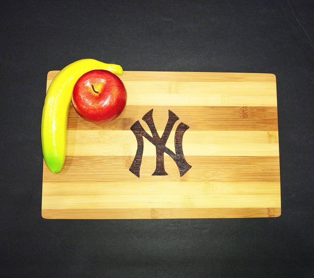New York Yankees MLB Cutting Bar Board Hand Burnt Pyography Yankees Cutting Board Yankees Bar