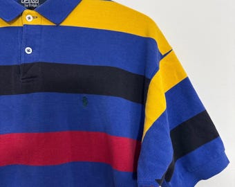 Vintage 90s Polo Ralph Lauren Multi Color Striped Polo Shirt - Etsy