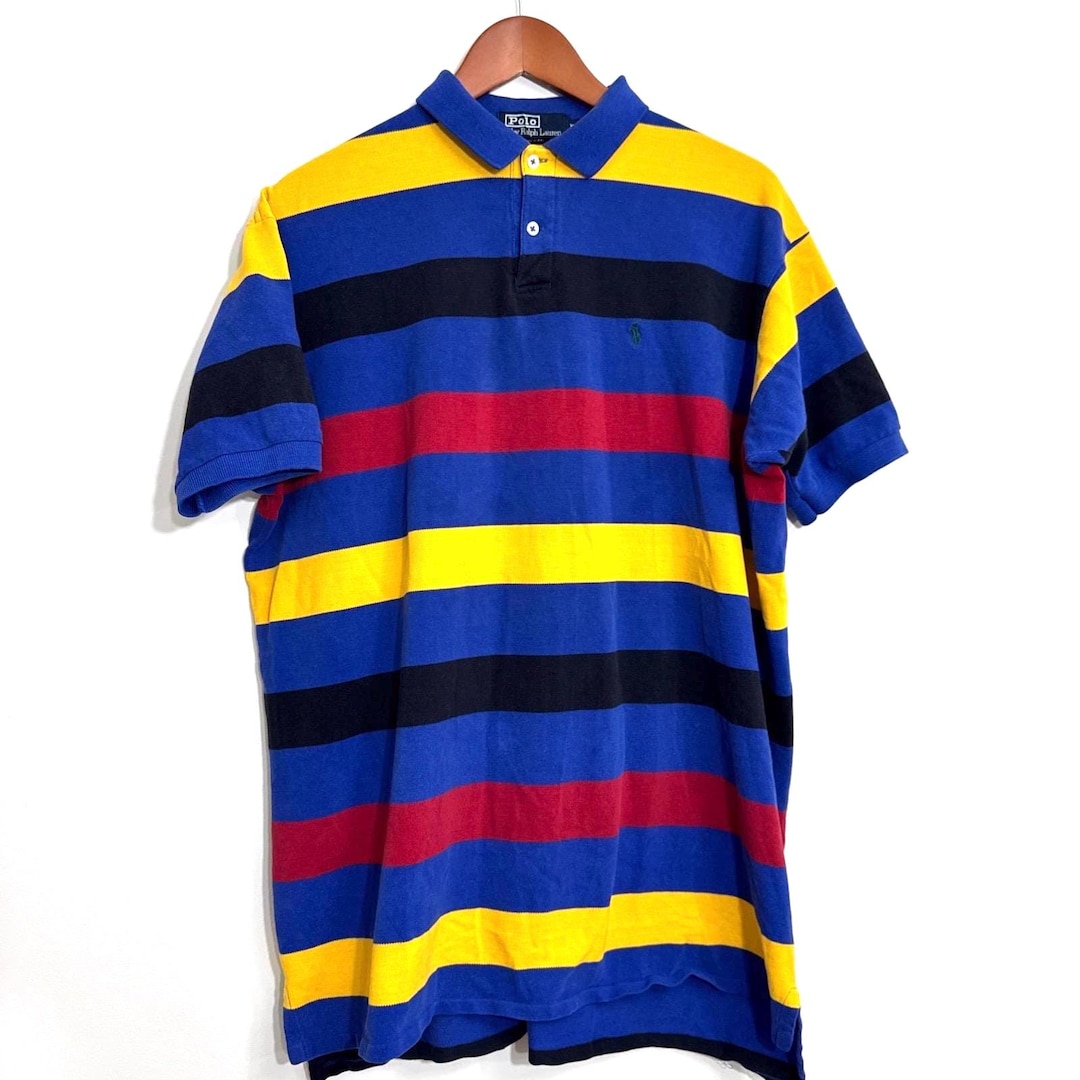 Vintage 90s Polo Ralph Lauren Multi Color Striped Polo Shirt - Etsy