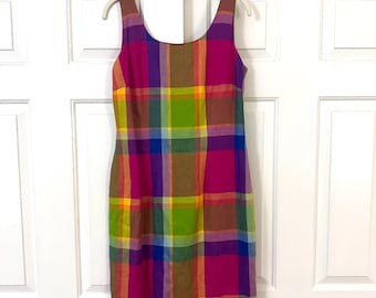 Vintage 80’s Misty Lane Plaid Colorful Dress