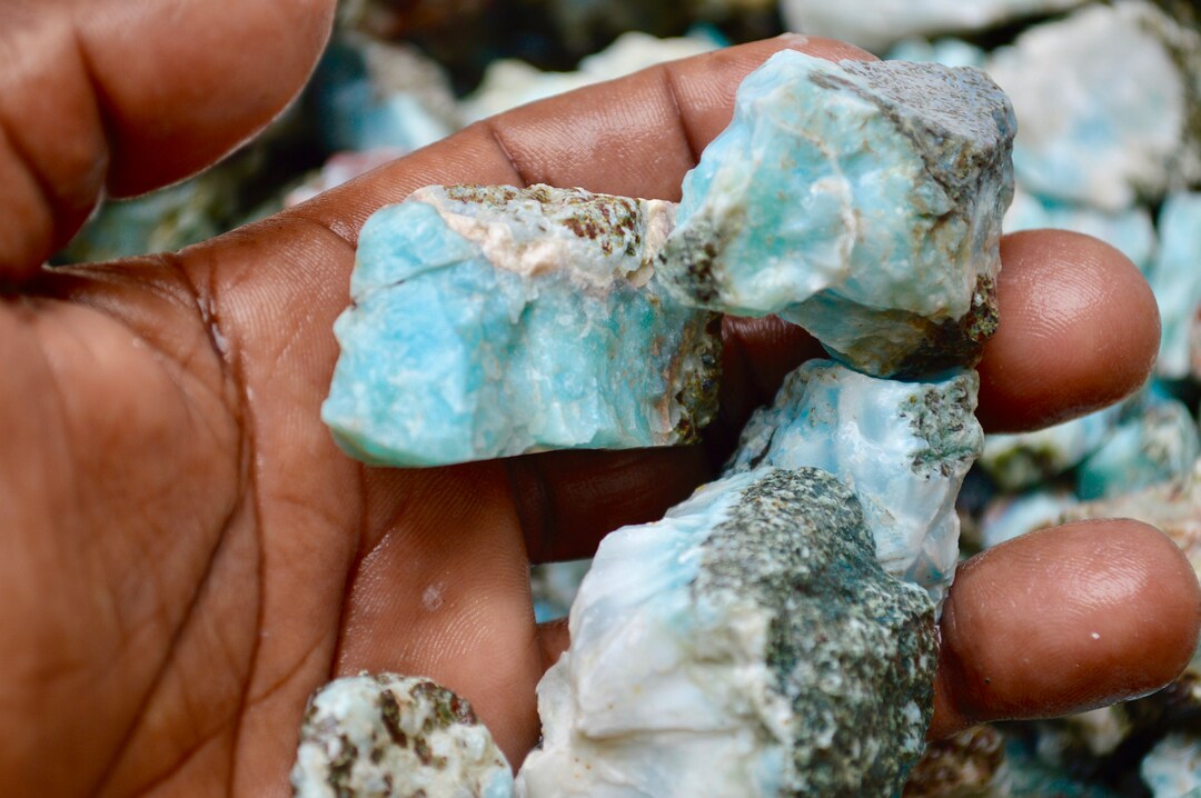 30 Kg of Larimar Rough Natural Stones, Wholesale Lot Etsy