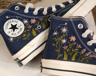 Converse embroidered shoes,Converse Chuck Taylor 1970s,Converse custom small flower / small flower embroidery