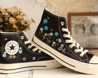 Converse embroidered shoes,Converse Chuck Taylor 1970s,Converse custom small flower / small flower embroidery