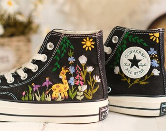 Converse embroidered shoes,Converse Chuck Taylor 1970s,Converse custom small flower / small flower embroidery