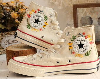 Converse embroidered shoes,Converse Chuck Taylor 1970s,Converse custom small flower / small flower embroidery