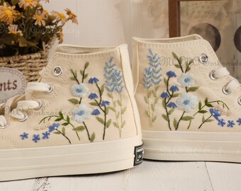 Converse embroidered shoes,Converse Chuck Taylor 1970s,Converse custom small flower / small flower embroidery