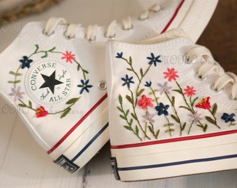 Converse embroidered shoes,Converse Chuck Taylor 1970s,Converse custom small flower / small flower embroidery