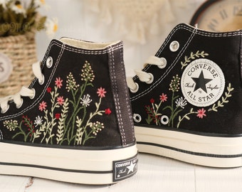 Converse embroidered shoes,Converse Chuck Taylor 1970s,Converse custom small flower / small flower embroidery