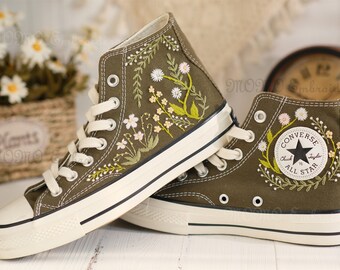 Converse embroidered shoes,Converse Chuck Taylor 1970s,Converse custom small flower / small flower embroidery