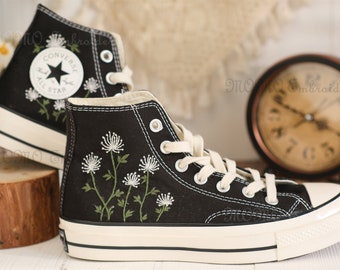 Converse embroidered shoes,Converse Chuck Taylor 1970s,Converse custom small flower / small flower embroidery