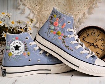 Converse embroidered shoes,Converse Chuck Taylor 1970s,Converse custom small flower / small flower embroidery