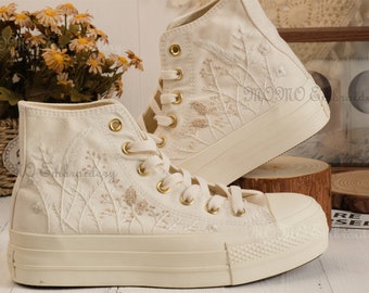 Converse embroidered shoes,Converse Chuck Taylor 1970s,Converse custom small flower / small flower embroidery