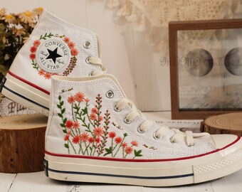 Converse embroidered shoes,Converse Chuck Taylor 1970s,Converse custom small flower / small flower embroidery