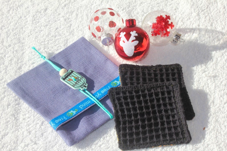 Lingettes vernis à ongle lavables dans pochette en lin, zéro déchets, minimaliste, cadeau image 7